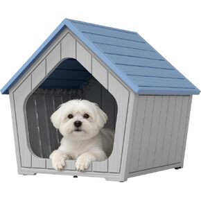 Bifanuo Dog House Outdoor Indoor for Small Dogs - Plastic Pet Shelter, Easy-Assemble & Weather-Resistant for Living Room, Balcony (Grey, 18" L x 22.4" W x 22.2" H) in Saudi Arabia