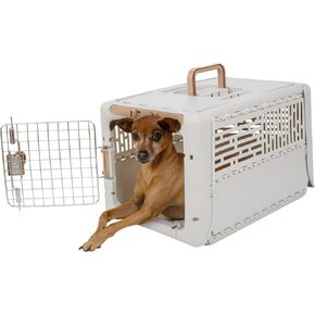 SportPet Designs Collapsible Medium Pet Travel Carrier (Tan), Hard-Sided Kennel for Medium Dogs, Puppies, Cats, Kittens, Animals up to 50lbs, Washable Home & Outdoor Pet Crate, 30.6"L x 22"W x 23.25"H in Saudi Arabia