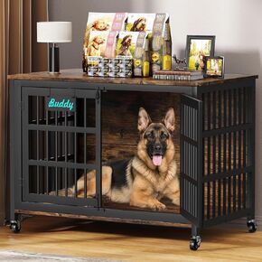 EasyCom 46 in Heavy Duty Dog Crate Furniture on Lockable Wheels (DC103) in Saudi Arabia