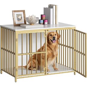 HOOBRO 38.6" Dog Crate Furniture, Wooden Dog Kennel Indoor, Heavy Duty Dog Cage for Small/Medium Dog, Decorative Side End Table, Rustic Brown and Black BF100GW03 in Saudi Arabia