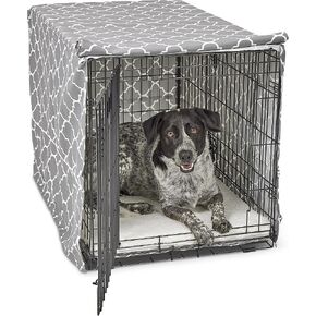 MidWest Homes for Pets Small Dog Crate Cover Featuring Teflon Fabric Protector, Poly-Cotton Privacy Kennel Cover Fits Most 24-inch Crates, Pink Designer Print, Machine Washable, Reduces Barking in Kuwait