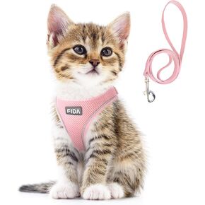 Fida Cat Harness and Leash Set for Walking Kitten and Puppy, Escape Proof Kitten Harness with Breathable Lightweight Soft Mesh, Adjustable Reflective Step-in Design. (XXXS, Pink) in Saudi Arabia