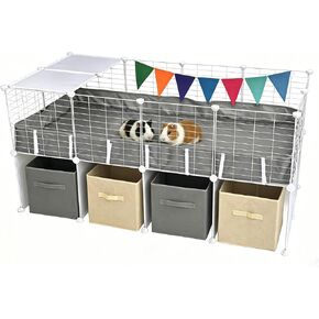 2 Story C&C Cage for Guinea Pigs with Storage,Pee Pad & Liner (56x27x27in) in Kuwait