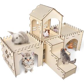 Bissap Wooden Rabbit Hideout Castle, Extra-Large Habitat Hut for Small Pet in Saudi Arabia