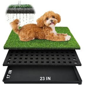 Dog Grass Pad with Tray, 34''X23'' Large Artificial Turf Grass Potty, Reusable Puppy Pee Pads for Dogs, Leak-Proof Portable Dog Litter Box for Indoor Outdoor Potty Training Toilet, Easy to Clean in Kuwait