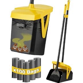 FUSBUNTY Dog Pooper Scooper, Swivel Bin & Rake Set with 100 Waste Bags in Kuwait