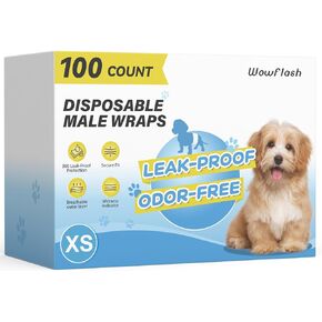 Wowflash 100 Count Dog Belly Bands for Male Dogs, Male Dog Diapers Disposable, Leakproof Dog Wraps with Wetness Indicator, Breathable Quick-Dry, Secure Fit for Doggy Puppy Training, Small in Kuwait