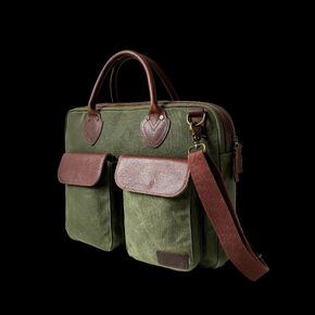 Capelle Miami Maxwell Top-Zip Waxed Canvas and Leather 16 Inch Laptop Messenger Bag in Kuwait