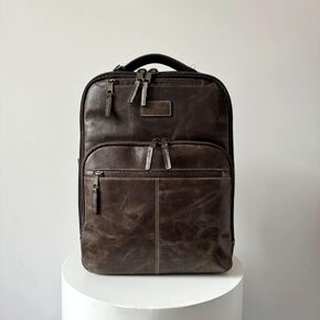 Capelle Miami Crazy Horse Leather 16 Inch Laptop Backpack, Brown in Kuwait
