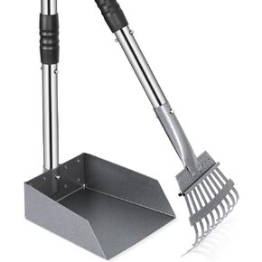 Dog Pooper Scooper, Dog Poop Tray and Rake Set with Long Stainless Handles in Saudi Arabia
