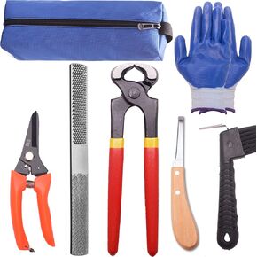 8 inch Farrier Tool Kits （7 Piece） Mini Rasp Hoof File Goat Pig Equine Metal Shears Professional Farriers Hoof Nipper Cutter Handle Knife in Saudi Arabia