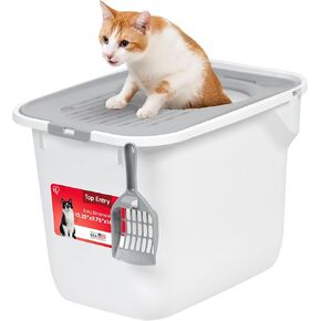 IRIS USA High Sided Cat Litter Box, Large, Scatter Shield, Black in Saudi Arabia