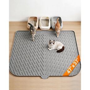 Cat Litter Mat, 47"x37" Extra Large Litter Box Mat, Silicone Mat, Gray in Saudi Arabia
