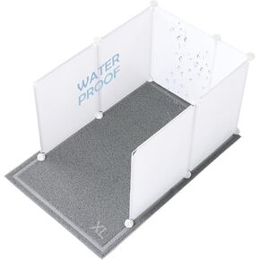 MEEXPAWS Cat Litter Box Enclosure Splash Guard Extra Large 28L × 21.5W x 18H inch, Light Weight Plastic Sheets with Cat Litter Mat Easy Clean (White) in Kuwait