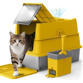 Stainless Steel Litter Box with Lid | XL Enclosed Covered Cat Litter Box in Saudi Arabia