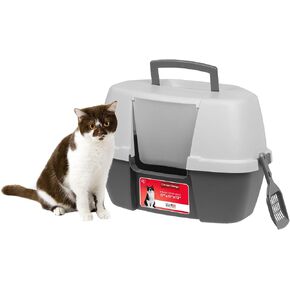 IRIS USA Large Front Door Cat Litter Box, Walk-in Entry, Navy in Saudi Arabia