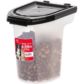IRIS USA Dog Food Storage Container, Up to 6.5 lbs, Black, Made in USA in Saudi Arabia