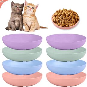 [8-Pieces] Whisker Fatigue Cat Bowl - 5.5 Inch Shallow Cat Food Dish Wide Cats Wet Feeding Bowls, PET Plate for Kittens and Short Legged Cats (Type-A Normal Bowls) in Saudi Arabia