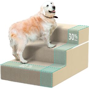 YENING Large Dog Stairs for High Beds - Extra Wide Pet Steps for Large Dogs to Get on Tall Bed 3 Deep Step Cat Ramp for Couch in Kuwait