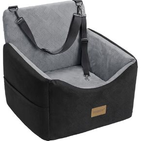 JOEJOY Dog Car Seats for Small Medium Dogs Under 35lbs, Dog Booster Seat with Detachable Washable Cover and Cushion, Memory Foam Pet Car Seat with Safety Belt and Storage Pockets (Black) in Saudi Arabia