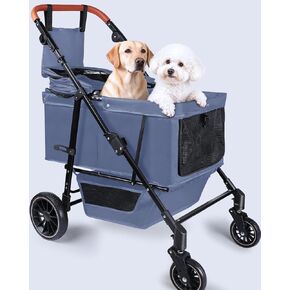 Dog Stroller for Medium & Large Dogs Up to 66 lbs, Pet Stroller for 2 Small Dogs with Adjustable Handle & Canopy, Sun Shades, Storage Organizer, Foldable & Ventilated,Black in Kuwait