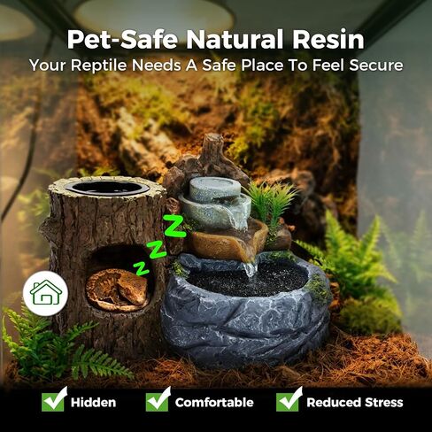 3-in-1 Reptile Water Fountain 550ML with Food Dish & Hideout in Kuwait
