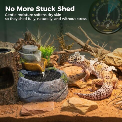 3-in-1 Reptile Water Fountain 550ML with Food Dish & Hideout in Kuwait
