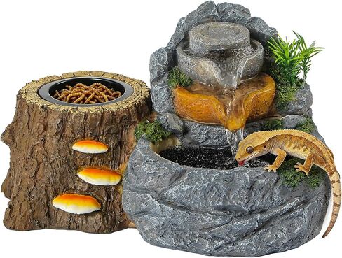 Reptile Water Fountain 700ML with Food Dish for Geckos, Bearded Dragons in Saudi Arabia
