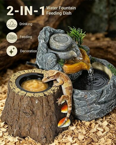 Reptile Water Fountain 700ML with Food Dish for Geckos, Bearded Dragons in Saudi Arabia