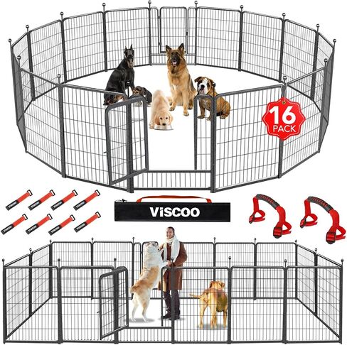 VISCOO Dog Playpen Outdoor, 16 Panels 40" High Metal Dog Fence with Gate in Saudi Arabia