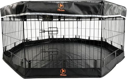 PJYuCien Puppy Playpen with Bottom Pad and Door, 8 Panels 36" H, Black in Saudi Arabia