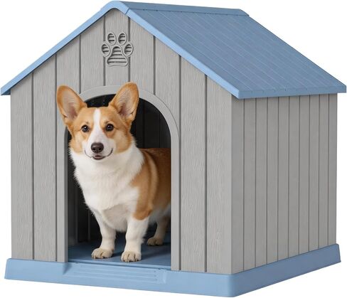 Bifanuo Outdoor Indoor Dog House for Small & Medium Dogs - Weatherproof Shelter with Elevated Floor, Hidden Vents & Tool-Free Assembly (Classic Grey, 26" L x 23.6" W x 25.8" H) in Saudi Arabia