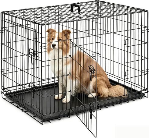 Extra Large Dog Crate 48 Inch Double Door Pet Cage Kennel in Kuwait