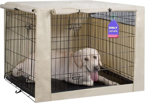 HiCaptain 42-Inch Dog Crate Cover with Mesh, Waterproof Kennel Cover, Beige in Saudi Arabia
