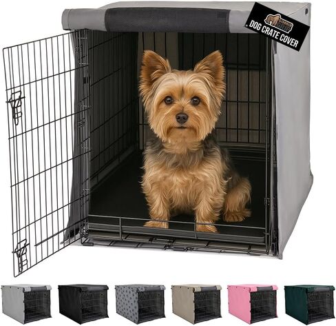 GORILLA GRIP Dog Crate Covers, Wire Kennel Topper, 24 in, Gray in Kuwait