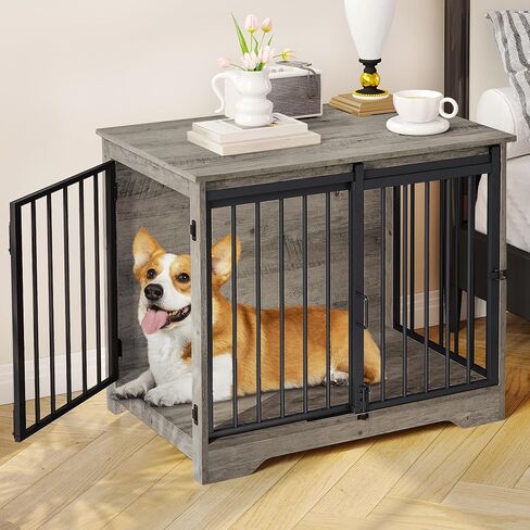 Hzuaneri 27.2 in S Dog Crate Furniture Indoor Dog Kennel with Barn Door in Kuwait