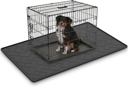 60"×37" Extra Large Mat for Under Dog Crate with Raised Edge, Waterproof Leakproof Easy Clean Non Slip Floor Protector, Reusable Washable Kennel Mat for Large Dogs in Saudi Arabia