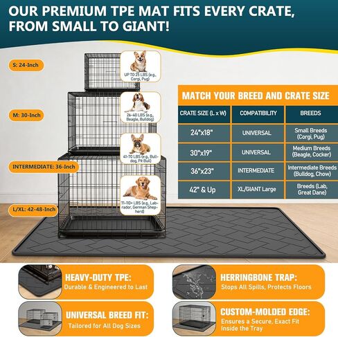 60"×37" Extra Large Mat for Under Dog Crate with Raised Edge, Waterproof Leakproof Easy Clean Non Slip Floor Protector, Reusable Washable Kennel Mat for Large Dogs in Saudi Arabia