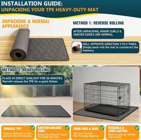 60"×37" Extra Large Mat for Under Dog Crate with Raised Edge, Waterproof Leakproof Easy Clean Non Slip Floor Protector, Reusable Washable Kennel Mat for Large Dogs in Saudi Arabia