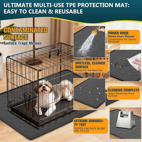 60"×37" Extra Large Mat for Under Dog Crate with Raised Edge, Waterproof Leakproof Easy Clean Non Slip Floor Protector, Reusable Washable Kennel Mat for Large Dogs in Saudi Arabia