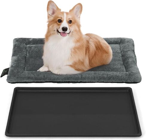 BOWHAUS Machine-Washable Dog Bed Pad & Tray for 30-Inch Kennel, Non-Slip Flat Cozy Sleeping Mat & Easy-Clean Plastic Replacement Crate Pan, Comfortable & Durable for Dogs, Rabbits, Cats, Various Pets in Kuwait