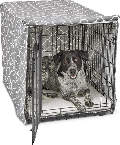 MidWest Homes for Pets Small Dog Crate Cover Featuring Teflon Fabric Protector, Poly-Cotton Privacy Kennel Cover Fits Most 24-inch Crates, Pink Designer Print, Machine Washable, Reduces Barking in Kuwait