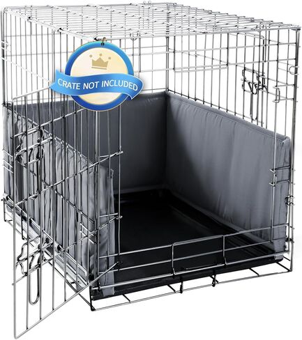 Hombys Dog Crate Bumper with Ties - Soft Crate Accessory -Kennel Cover - Training Pads for Front Door Crates, 24"x18", Gray in Saudi Arabia