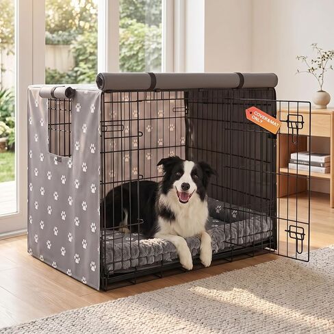 PetPrime 24 Inch Dog Crate Cover with Reversible Mat Set, Waterproof Pet Kennel Cover, Private & Cozy Retreat to Reduce Anxiety, Fits 24" L x 18" W x 19" H Crates (Crate Not Included) in Kuwait