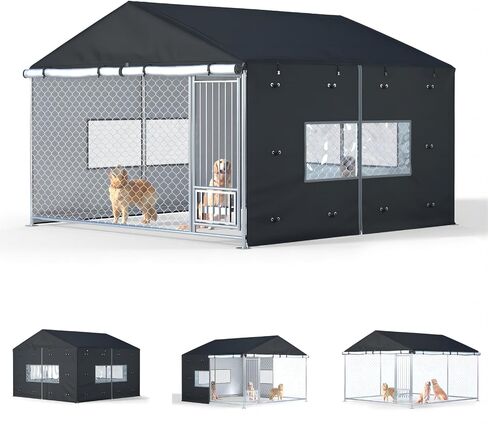 Outdoor Dog Kennel Cover, 10'Dx10'Wx7'H,Full Coverage,Black in Kuwait