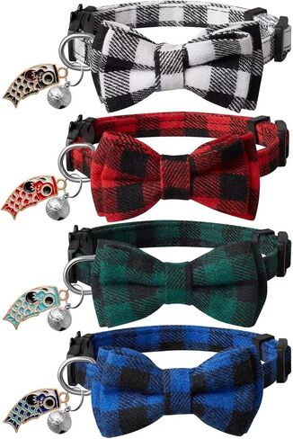 LLHK 4 Pack Halloween Cat Collar with Bow Tie and Bell,Breakaway Kitten Collar for Girl Boy Cats,Adjustable 7-12inch,for Kitty Kitten Adult Cats,Pet Supplies… in Kuwait