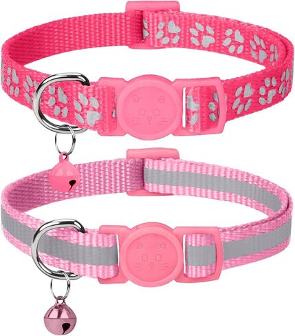 Taglory 2 Pack Reflective Breakaway Cat Collar with Bell, Orange in Saudi Arabia