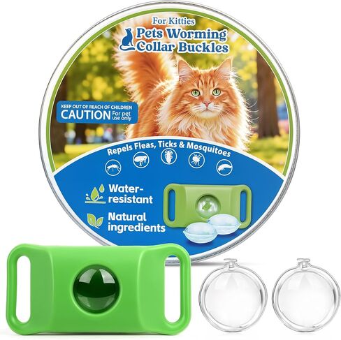 Natural Cat Tag for Flea & Tick Prevention, 1Pcs with 3Refill,Green in Kuwait