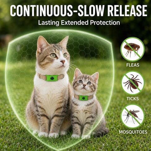Natural Cat Tag for Flea & Tick Prevention, 1Pcs with 3Refill,Green in Kuwait