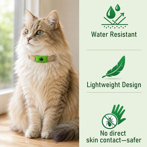 Natural Cat Tag for Flea & Tick Prevention, 1Pcs with 3Refill,Green in Kuwait